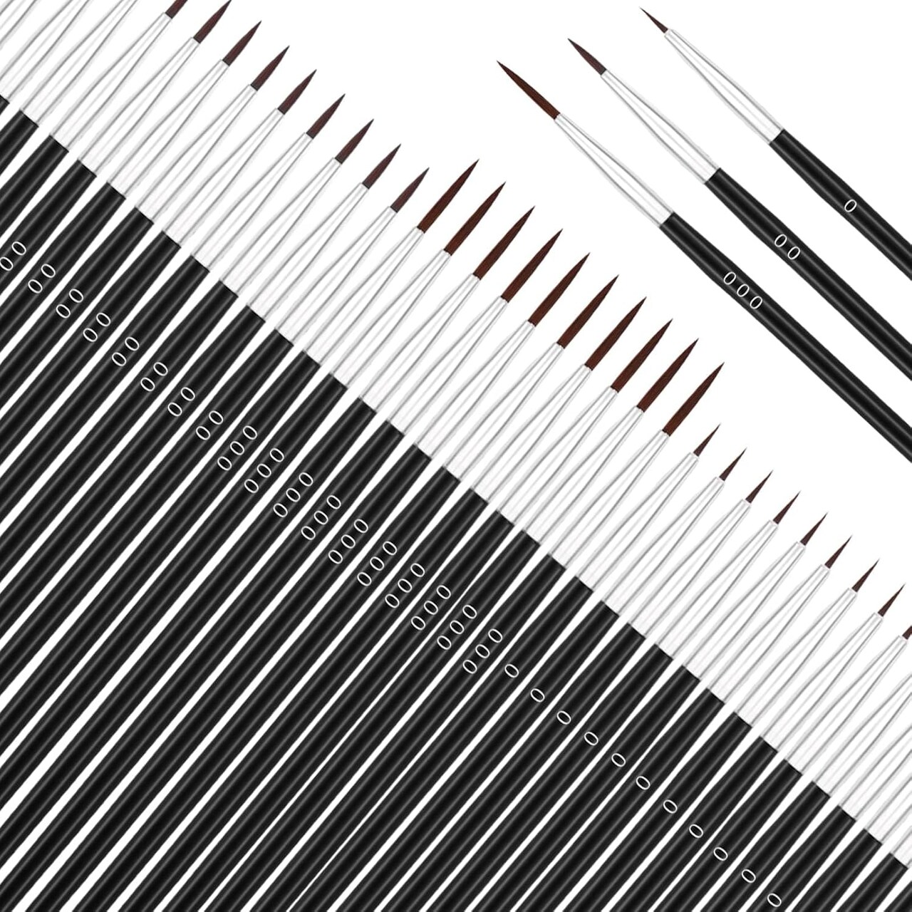 60Pcs Thin Detail Paint Brushes Fine Tip Paint Brushes Set with 3 Size #000#00#0 Liner brush for Miniature 40k Model Crafts Watercolor Acrylics Oil